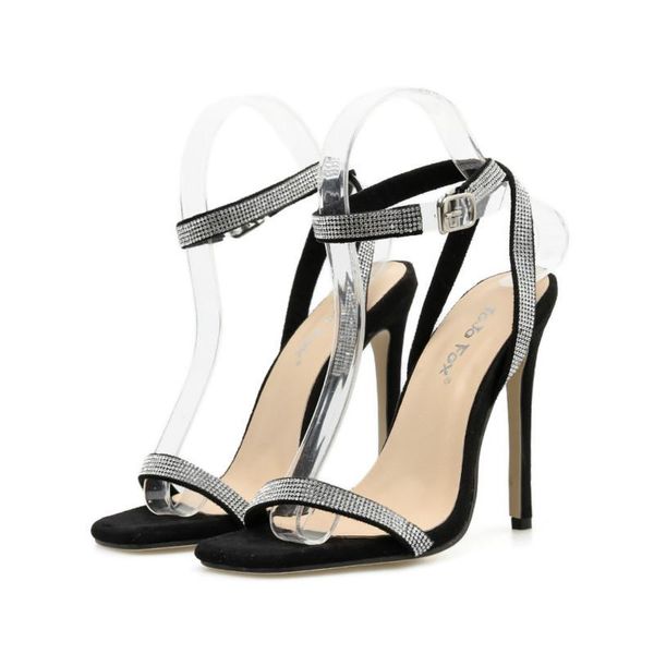 

sandals women's summer 2021 open toe one line buckle high heel, Black