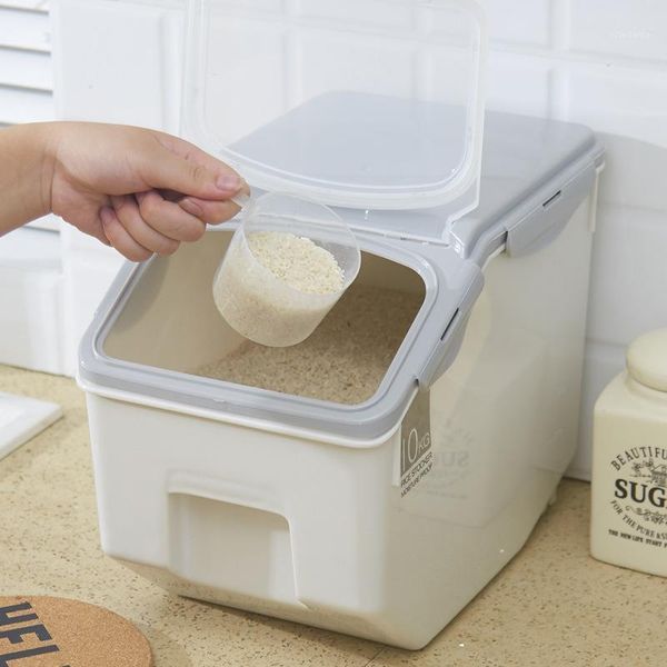 

storage bottles & jars rice box household plastic kitchen sealing ring barrel insect proof moisture-proof flour