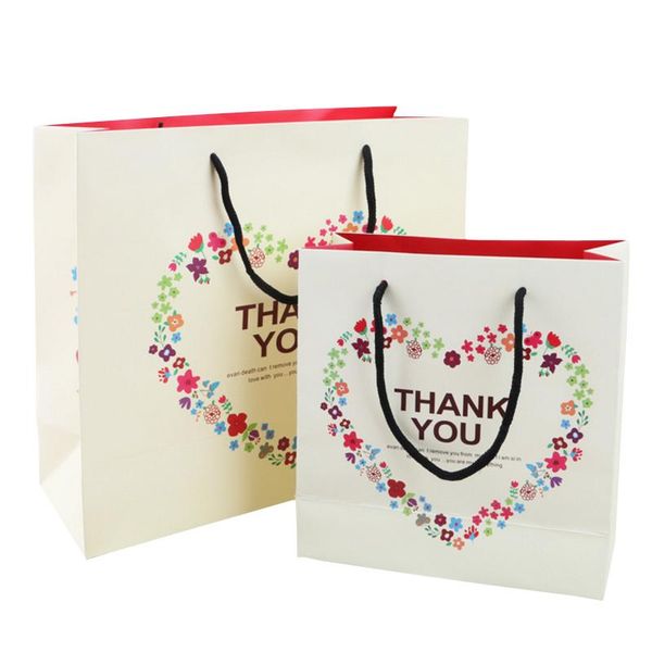 

gift wrap 10pcs/pack kraft paper bag with handle thank you handbags for wedding party birthday christmas flowers heart