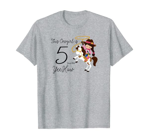 

this cowgirl is 5 five years old yee haw birthday shirt, White;black