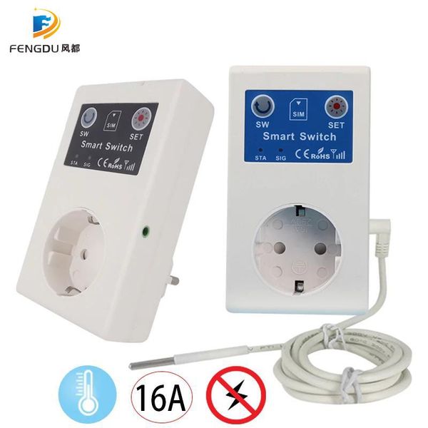 

smart home control 16a gsm sms power socket outlet temperature sensor controller plug intelligent relay switch automation remote