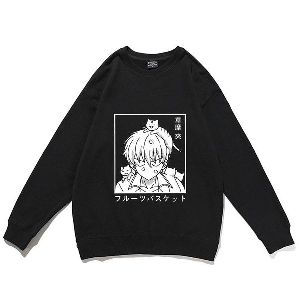 

men's hoodies & sweatshirts japan anime fruits basket sweatshirt men women casual harajuku pullover mens oversize japanese trend stree, Black