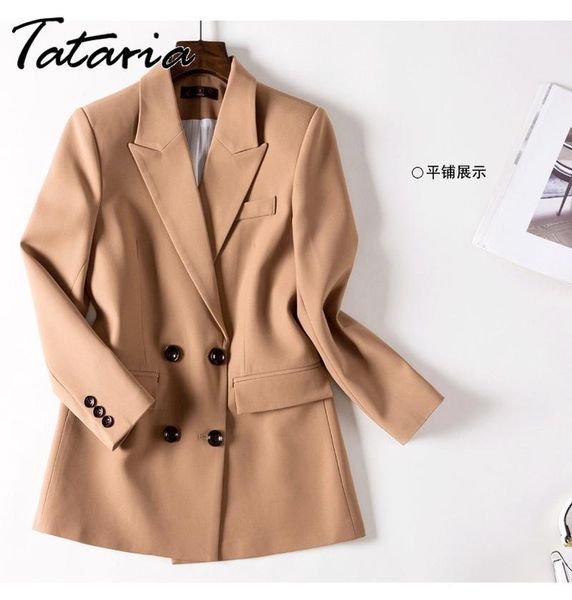 

women's suits & blazers autumn fashion classic suit blazer double-breasted solid long sleeve jacket plus size female 2021 clothes women, White;black