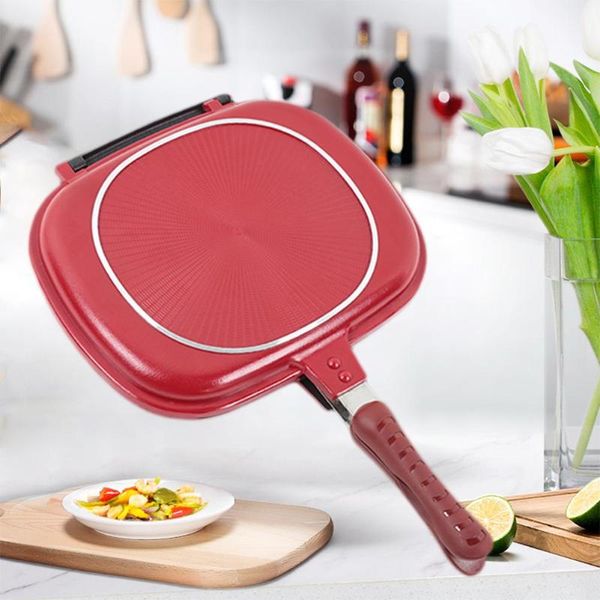 

pans foldable 28/32 cm double-sided frying pan non-stick barbecue cooking tool steak
