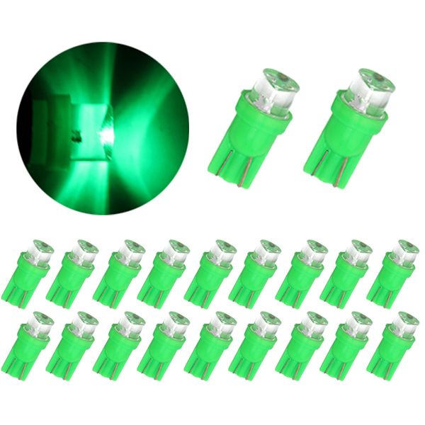 

20pcs/lot green t10 w5w 1led concave head small car bulbs straw hat for auto clearance lamp instrument lights 12v