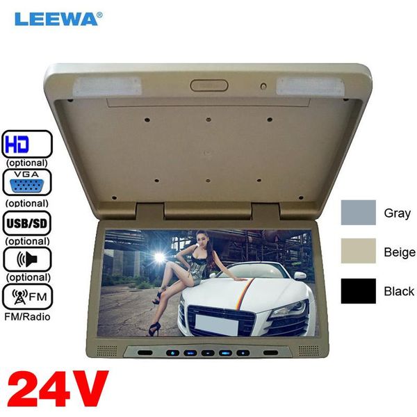 

car video leewa 12v/24v 20.1" 20 inch roof mounted lcd bus monitor flip down tft with ir transmitter usb sd fm vga hd