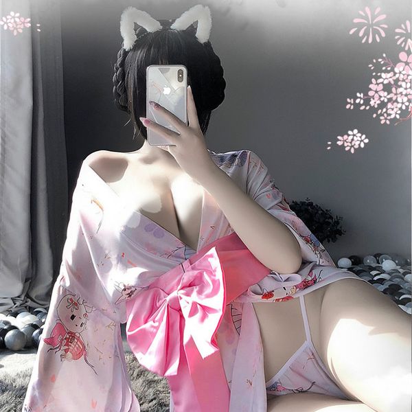 

japanese kimono satin lingerie babydolls lolita dress ropa interior femenina erotica encaje cosplay costume for adult, Black;white