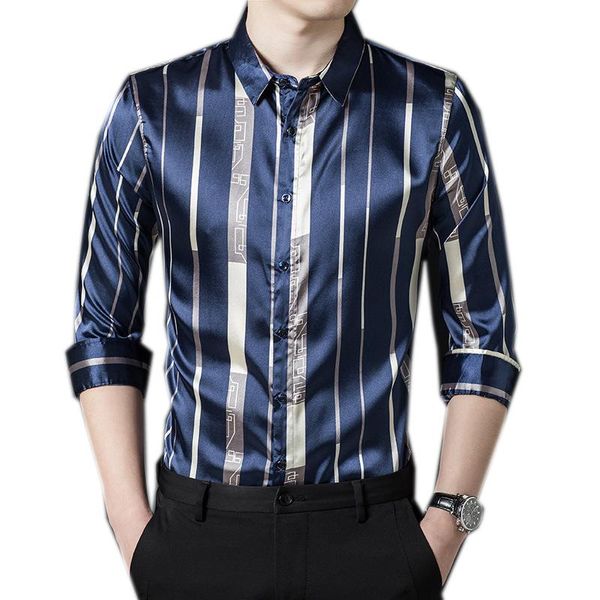 

men's casual shirts 95% polyester mens brand shirt smooth retro vintage for spring summer long sleeve turndown collar a08231427, White;black