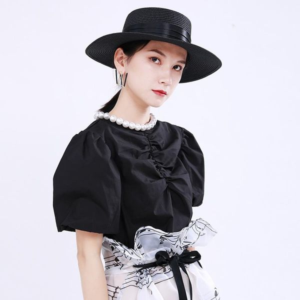 

women's blouses & shirts yourseason 2021 korean style fashion beading womens and blouse summer loose female party puff sleeve, White