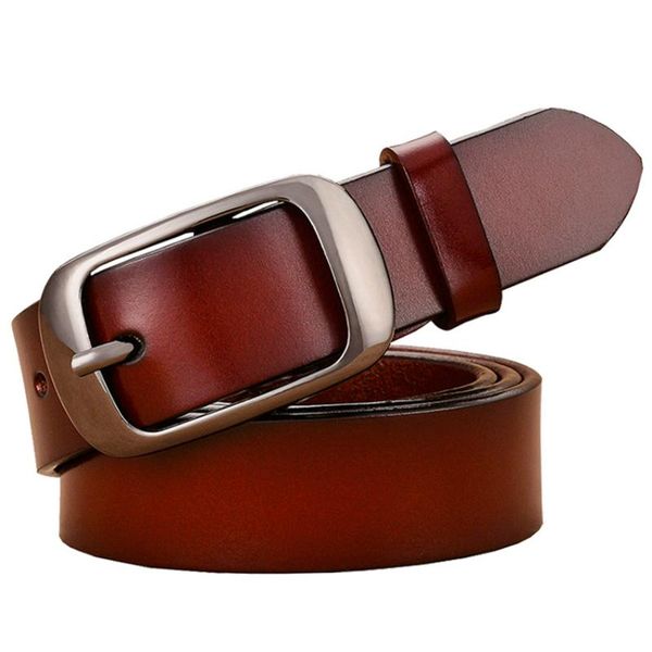 

fashion genuine leather belts for women quality pin buckle woman belt cow skin waist strap female girdle jeans width 2.8 cm, Black;brown