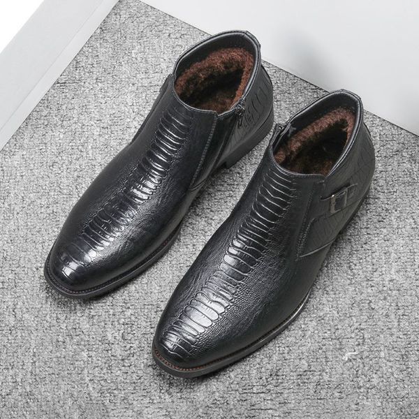 

dress shoes 2021 men's pu high side zipper sleeve foot business casual boots non slip comfortable selling 3kc369 ihfv, Black