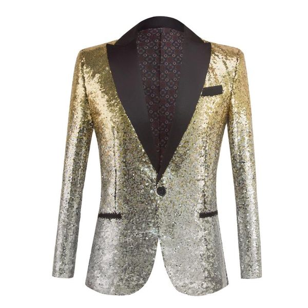 

men's suits & blazers silvery and glden sequin shawl collar tuxedo suit blazer men wedding groom singer prom glitter jacket dj club sta, White;black