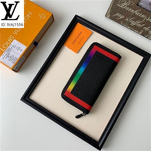 

vertical leather clutches m30569 rainbow brand zipper bag men real designer long chain wallets compact purse luxury evening key vb3x card ho, Red;black