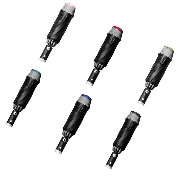

umbrellas automatic inverted folding umbrella with safety reflective strip reverse led light 10 ribs threefold windproof