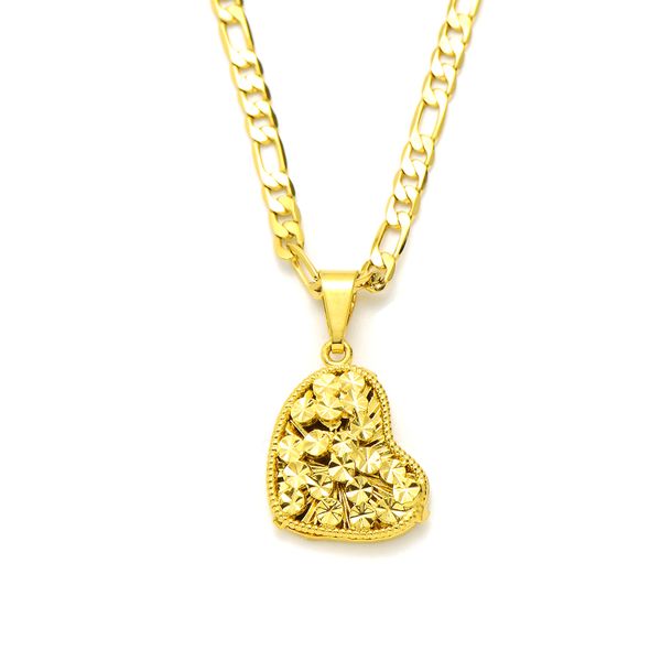 

fashion cool skew heart pendant 14k solid yellow gold gf italian figaro link chain necklace 24" 3 mm womens, Silver