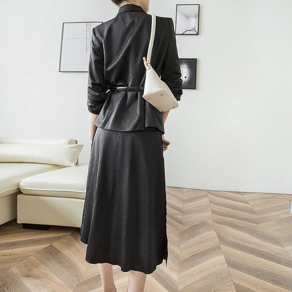 

two piece dress arrival comfortable personality skirt suits loose suit and long a-line work style stain suits1 szi3, White