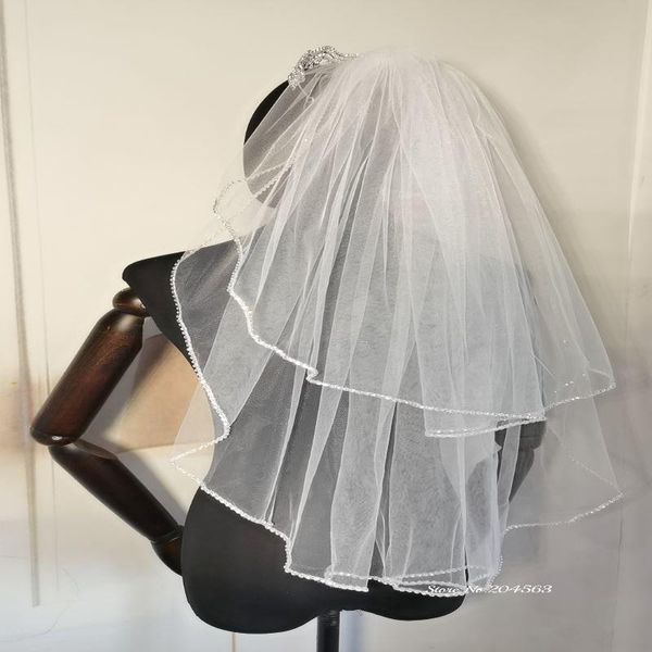 

bridal veils two layer wedding veil with crystal edge short comb mm, Black
