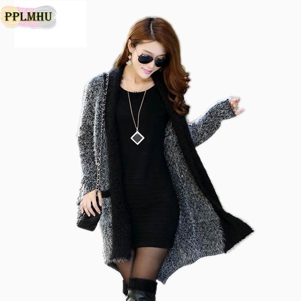 

women's sweaters casual mohair knitted long cardigan black loose autumn sweater coat winter thick women outwear manteau hiver femme s-l, White;black