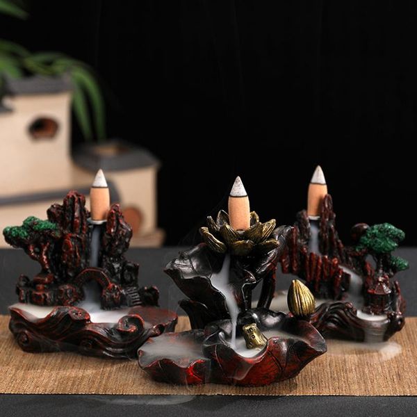 

fragrance lamps creative tower incense ceramic burner holder backflow censer resin smoke reflux