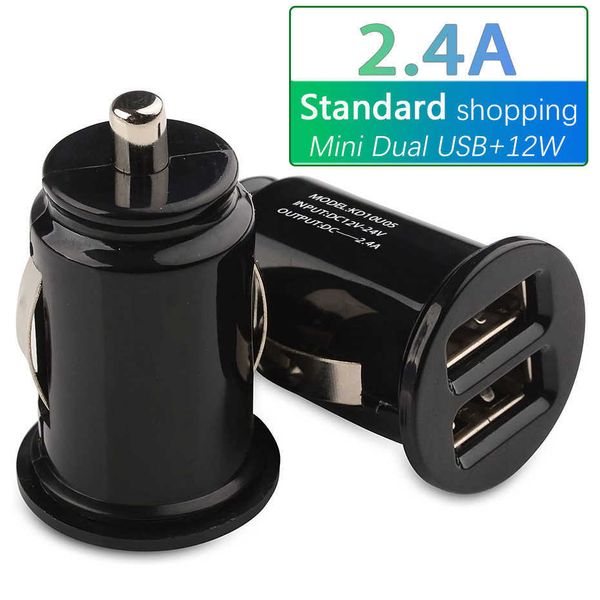 Dual USB Mini Auto Lade Adapter 2,4 A Auto Ladegerät Für Tablet Schalter Kamera MP3 MP4 iPhone 11 X 8 7 Samsung Xiaomi Huawei OPPO