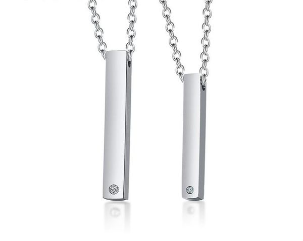 

pendant necklaces lovers' fashion accessry simple style stainless steel single man-made couples with necklace, Silver