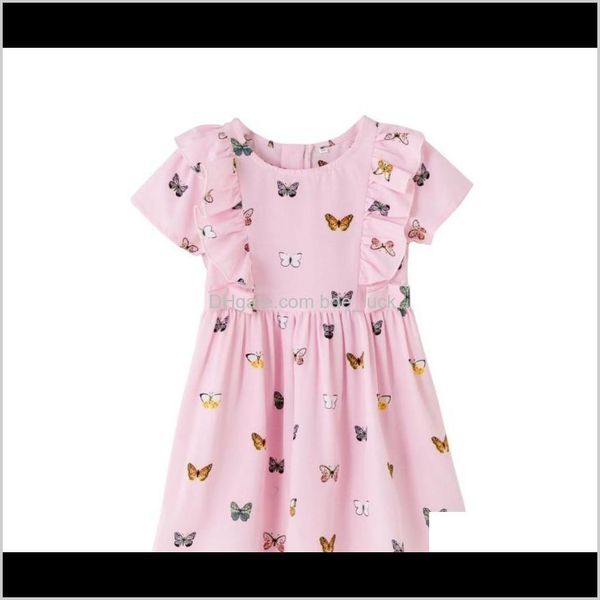 Roupas de bebê bebê, crianças maternitykids moda manga curta borboleta impressão vestido elegante para crianças vestidos meninas entrega de gota 2021 ie