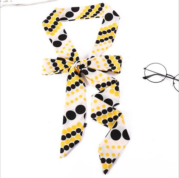 

belts 1pcs fashion lengthened narrow silk scarf women skinny scarves decorative belt ladies head band wrapped ribbon print, Black;brown