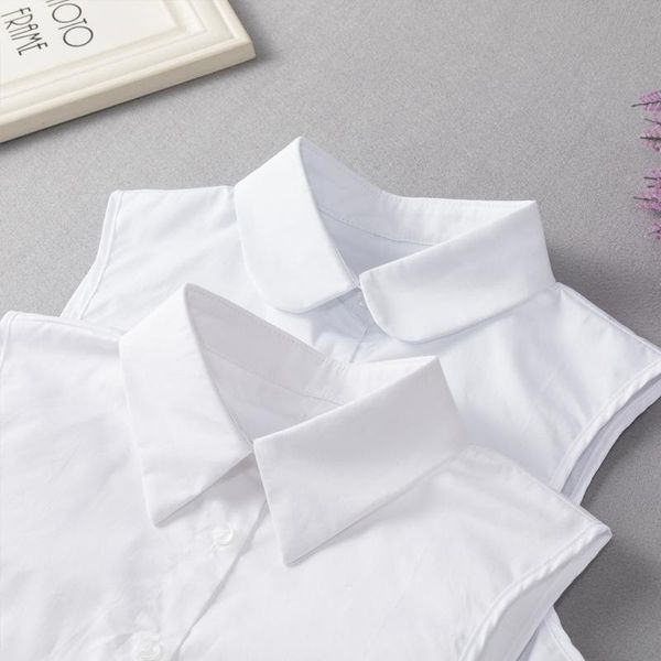 

bow ties women detachable lapel fake collar formal solid color mens false collars button down half shirt blouse nep kraagje, Black;gray