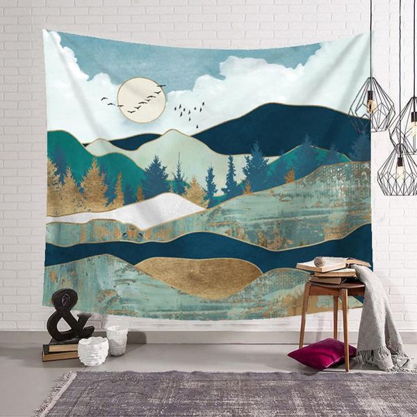 

tapestries nordic vintage tapestry mountain forest bedroom background wall hanging wallcovering decoration murale chambre decor ed50gt