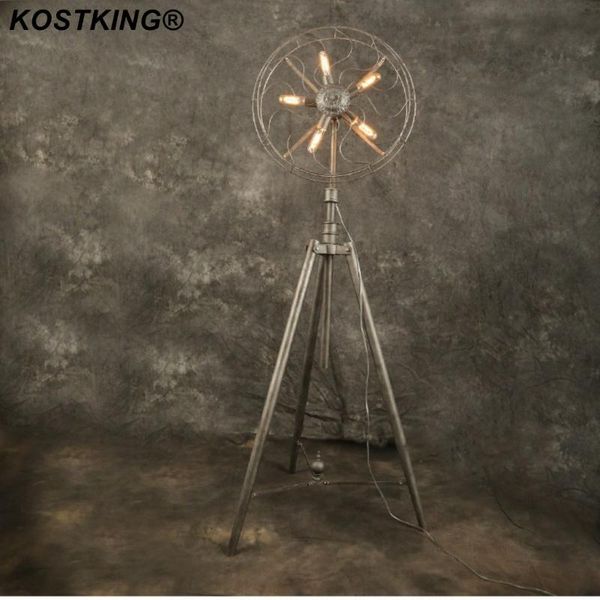 

floor lamps american village simple living room bedroom lamp iron artistic personality industrial retro fan