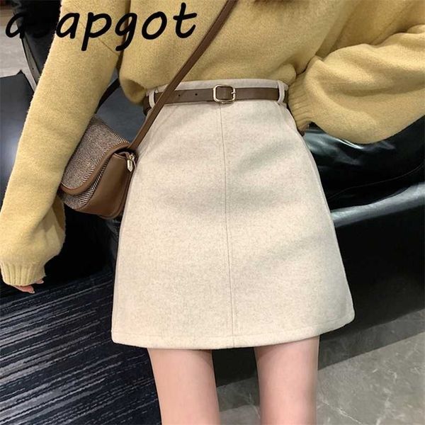 

asapgot chic temperament gentle beige plus size woolen skirt winter high waist slim a line black faldas mujer wild ol 211112