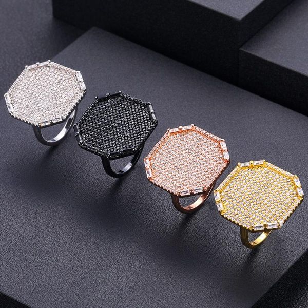 

cluster rings jankelly african dubai wide full prong cz for women superstar party show jewelry individuality attrective, Golden;silver