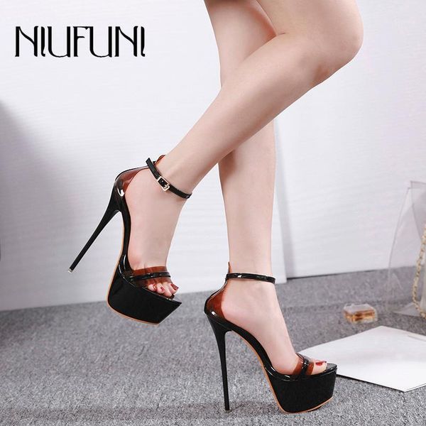 

dress shoes transparent peep toe women's sandals stiletto 2021 summer high heels waterproof platform nightclub wedding party1, Black