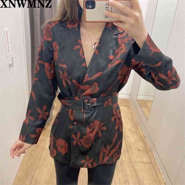 

women fashion printed blouse with belt female elegant v neck long sleeve vents at the cuffs ladies vintage chic 210520, White