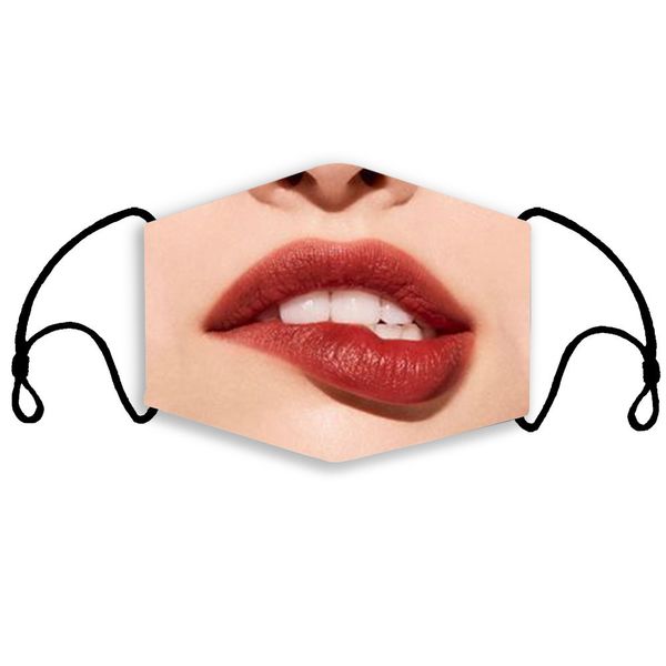 2022 Erwachsene Maske Lippen 3D-Druck Anti-Staub waschbar atmungsaktiv Kinder Innenfilter