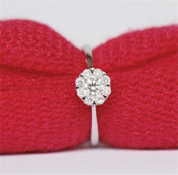 

cluster rings 0.15ct pretty flower ring genuine 925 sterling silver jewelry romantic tryst gift white gold color, Golden;silver