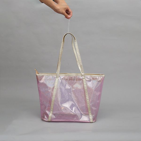 

gretel bright pink transparent beach large travel leisure fashion bag