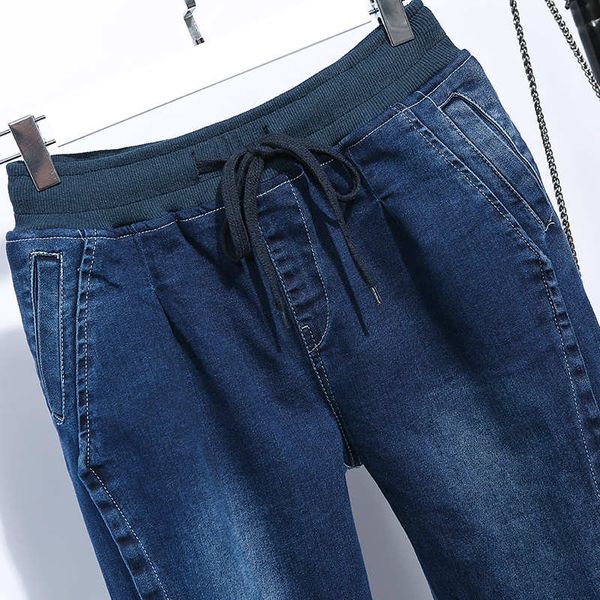 

2011High Waist Jeans Woman Stretch Summer Denim Pants Trousers Plus Size 5XL Capri Jeans For Women Short Harem Pants Female C4553, 1069 dark blue