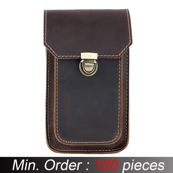 

pieces / lot moterm men genuine leather small hook waist bag belt pouch fanny pack for cell phone vintage travel bags