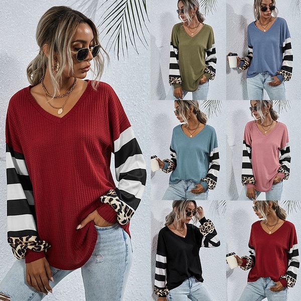 

2021 european and american autumn and winter women's long sleeve leopard print t-shirt, White