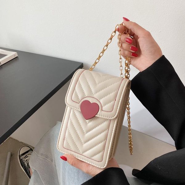 

shoulder bags small chain bag women 2021 summer sweet style texture messenger love phone hand crossbody purse