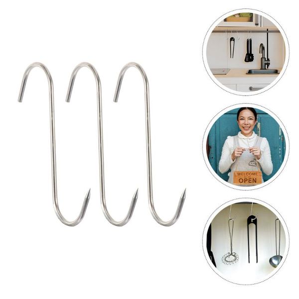 

hooks & rails 10pcs processing metal s-hooks bacon hanger smoker