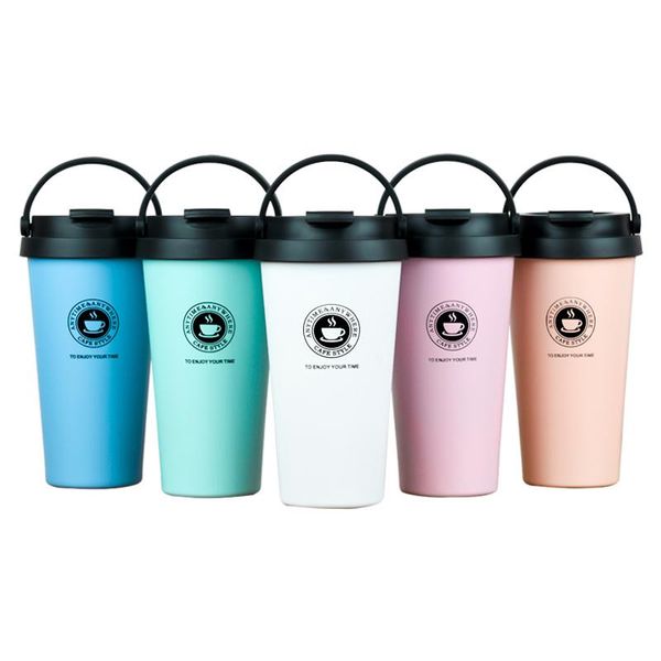 

water bottles portable coffee travel mugs 500ml cups 304 stainless steel custom printed reusable office car mug year gift drop