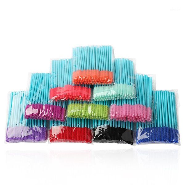 

200pcs disposable makeup blue handle silicone brushes eyelash extension mascara wands applicator tools brushes1