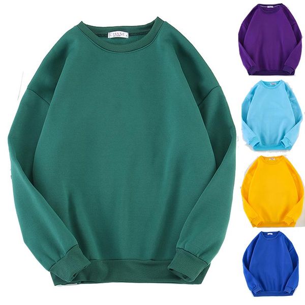 

men's hoodies & sweatshirts 10 colors winter grey hoodie round neck long sleeve velvet warm women korean black loose female casual coat