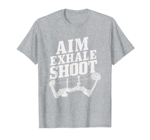 

archery bow hunter aim exhale shoot deer hunting t-shirt, White;black