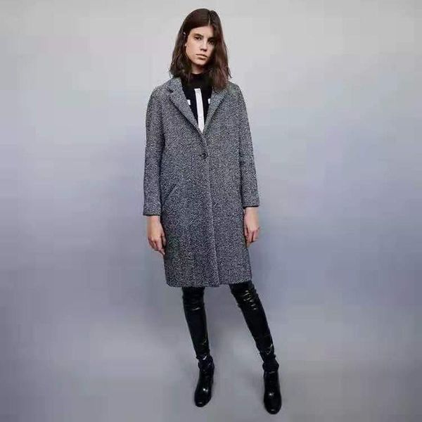 

women's wool & blends fadan mm family 2021 autumn and winter british temperament french herringbone coat woolen wear, Black