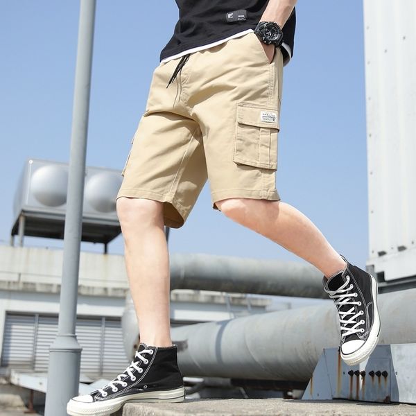 

men shortssummer trend men's year of shorts: loose 5-piece breeches, White;black