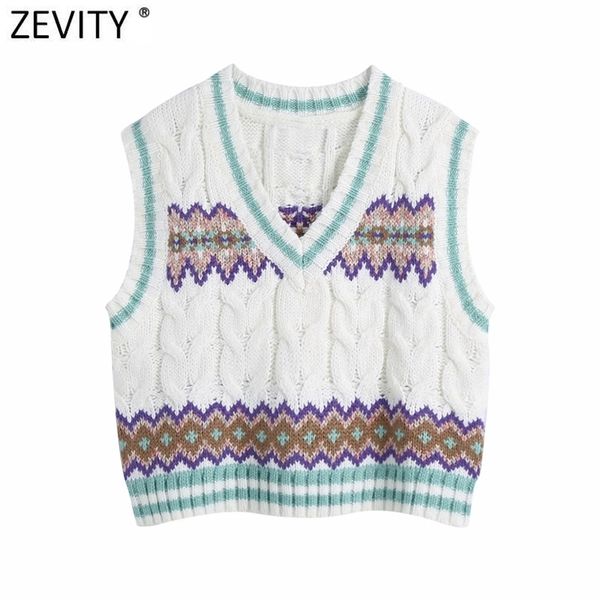

women fashion v neck geometric crochet twist knitting sweater female sleeveless casual vest chic pullovers s665 210416, White;black