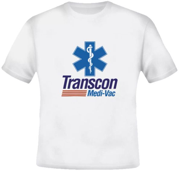 

transcon medi vac cannonball run funny t shirt, White;black